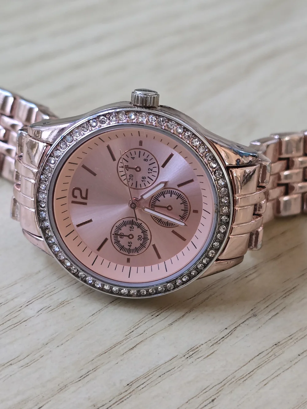 Rose Gold Women’s Crystal-Trim Bracelet Watch